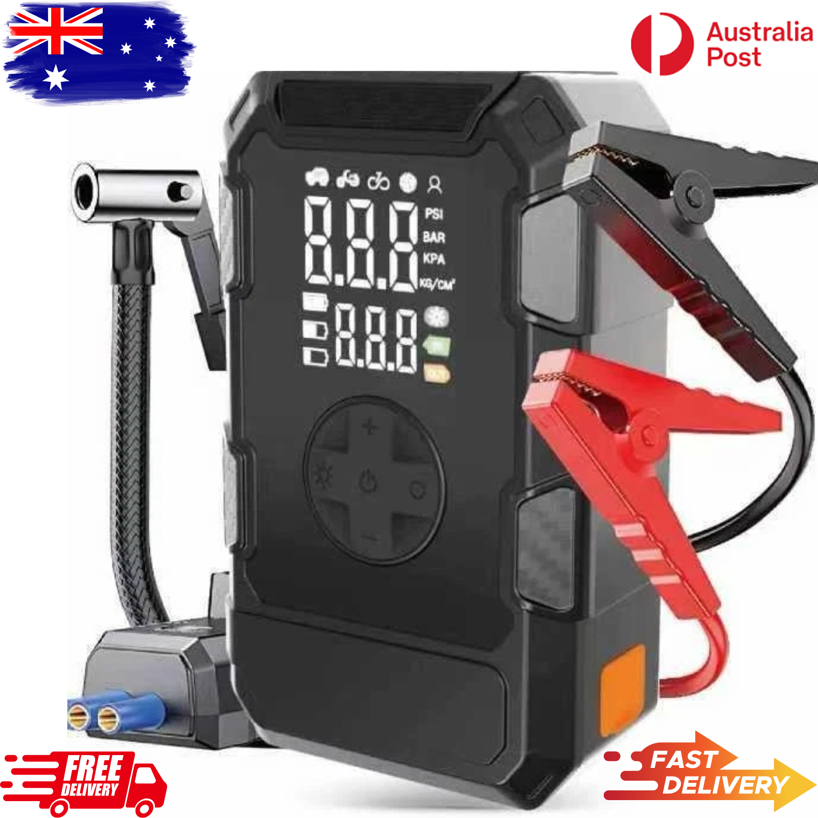 4-in-1 Portable Car Jump Starter Air Compressor 1000A 150PSI Tyre Inflator Power