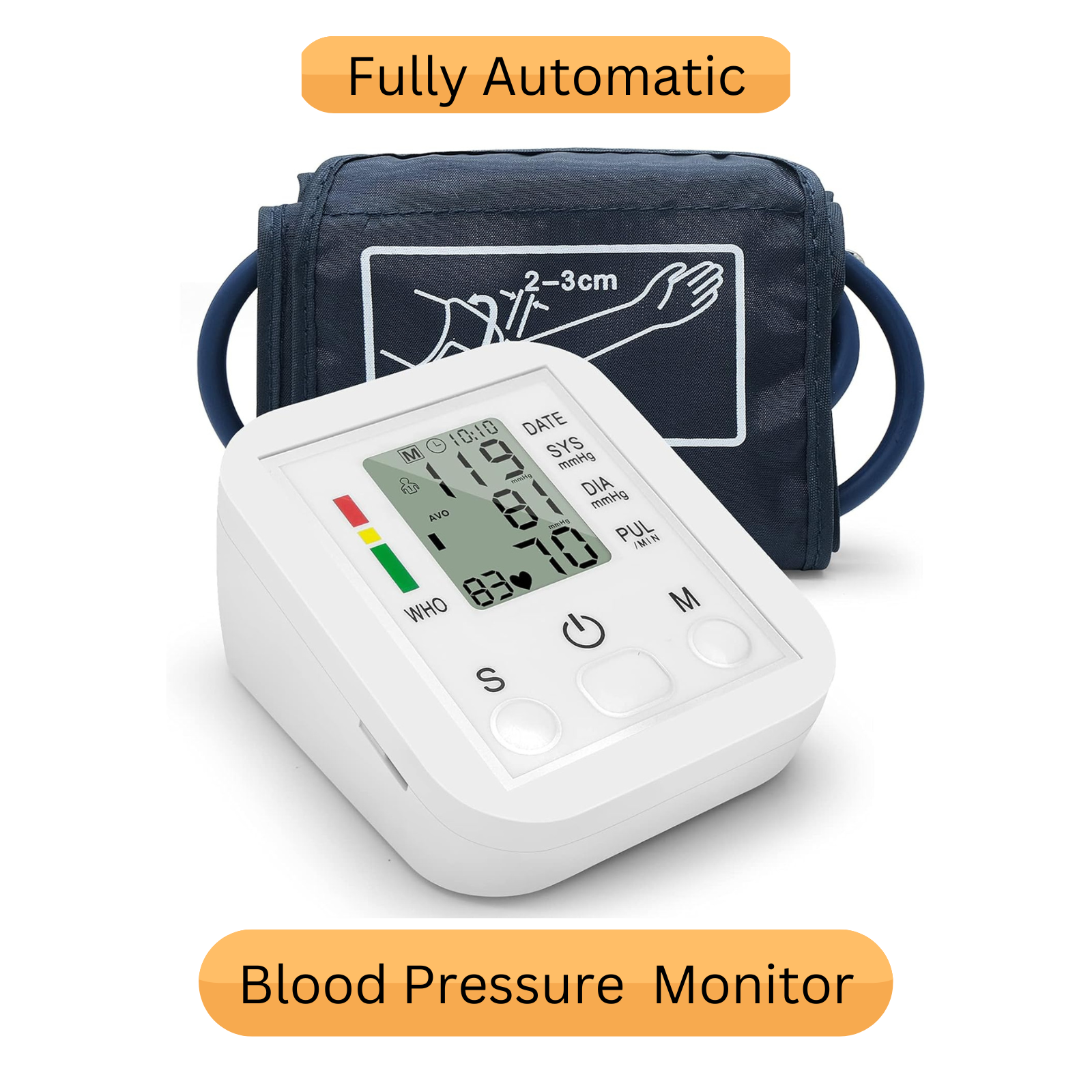 Digital Blood Pressure Monitor Upper Arm Fully Automatic BP Machine Heart Rate Monitor Portable With Voice