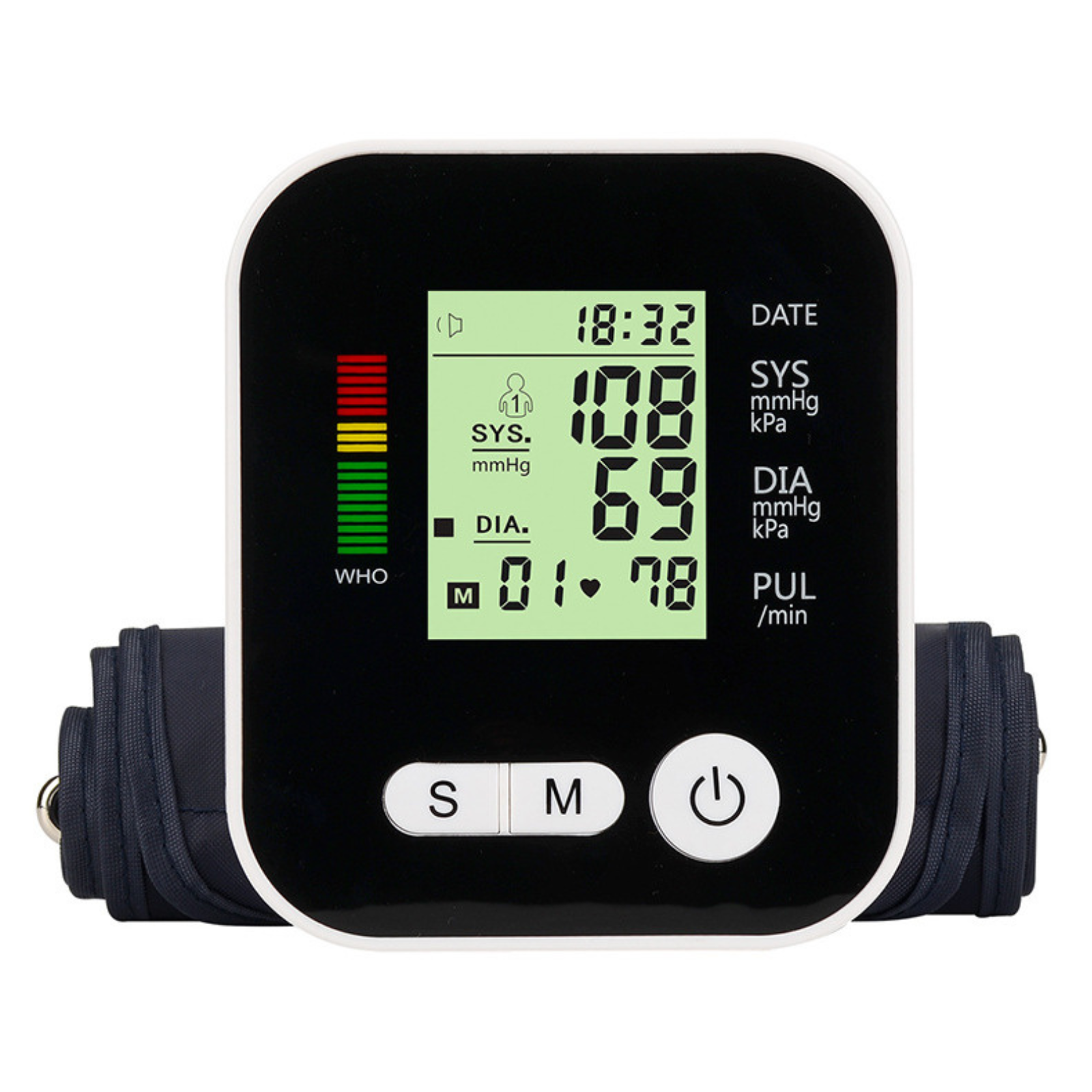 Digital Upper Arm Blood Pressure Meter Automatic Heart Rate BP Monitor Machine With Voice - Black