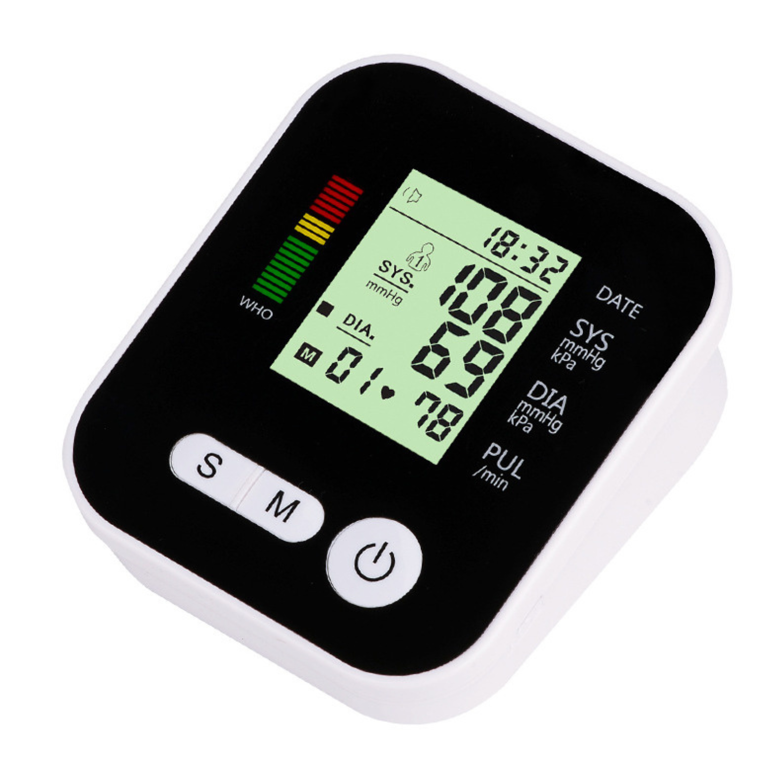 Digital Upper Arm Blood Pressure Meter Automatic Heart Rate BP Monitor Machine With Voice - Black