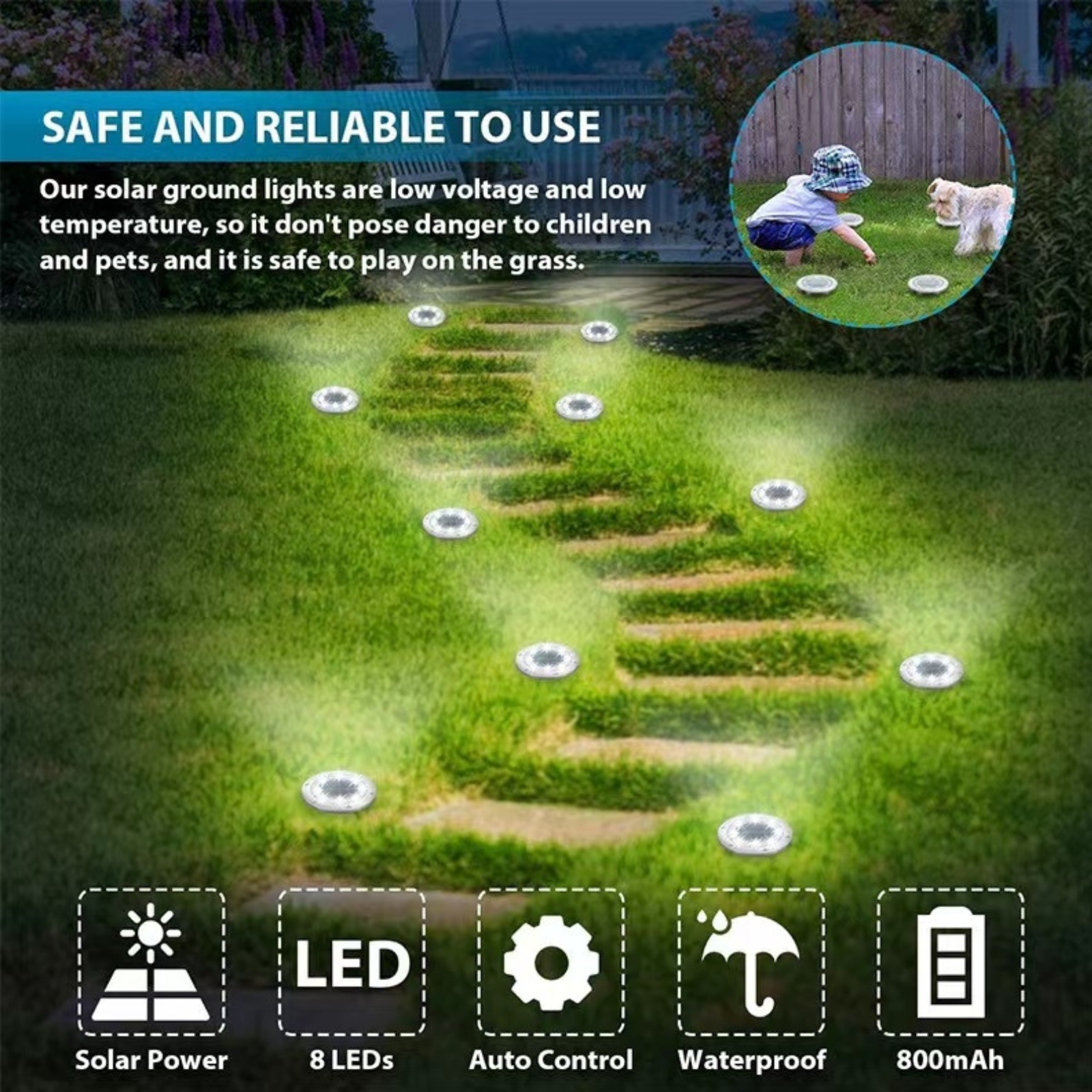 Solar Powered LED Buried Inground Recessed Light Garden Outdoor Deck Path 4/8/12/16/20