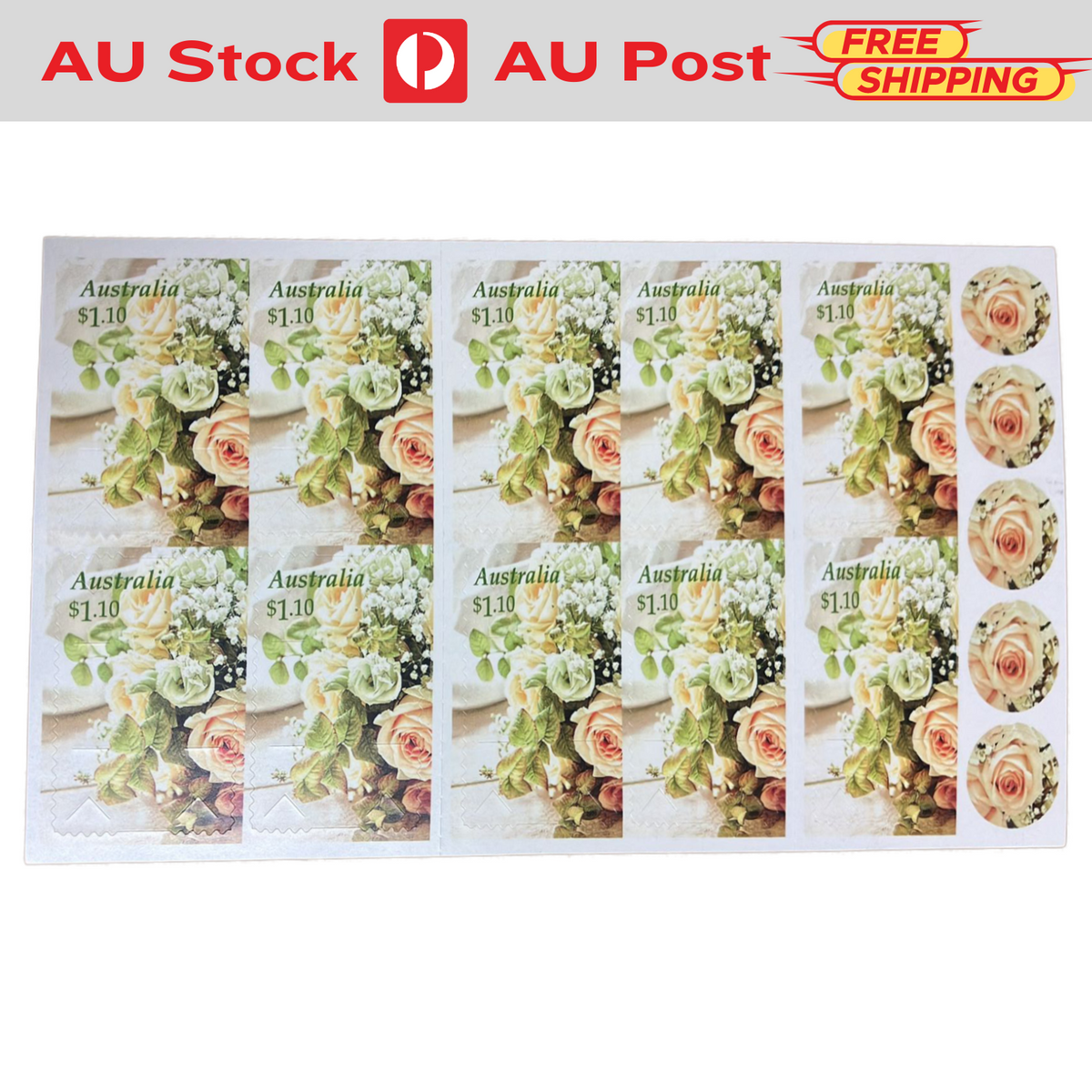 100 x $1.10 Self-Adhesive Australia Post Postage Stamps - Brand New - $110 Value