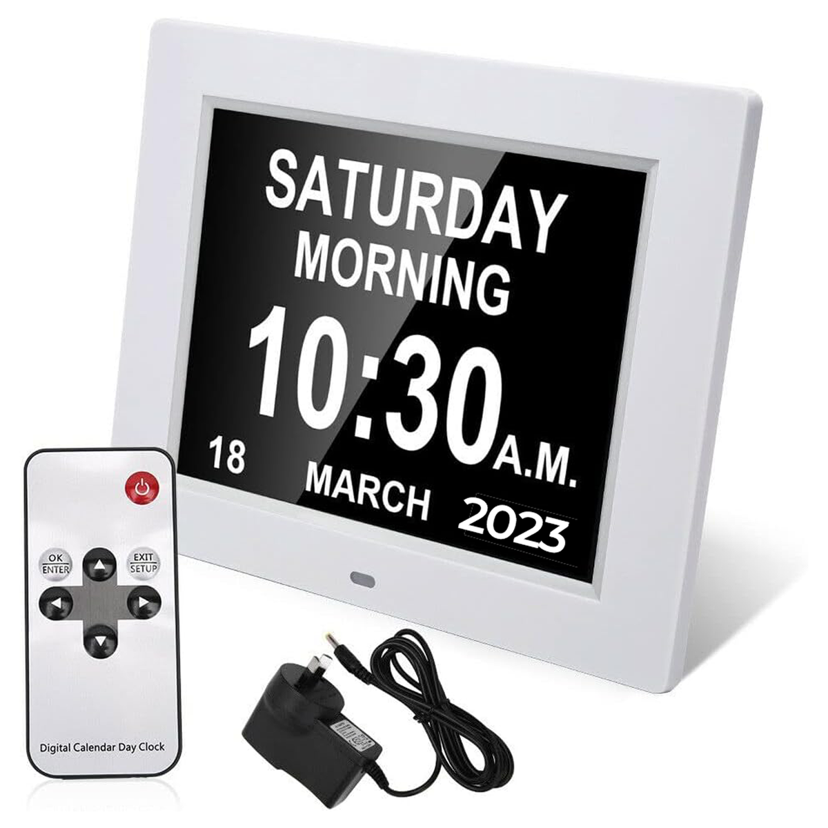 Digital Day Clock Calendar – 7", 8", 10" LED Large Display for Dementia, Date, Week, Month, Year, and Time (Black/White) – Perfect for Home Décor, Dementia