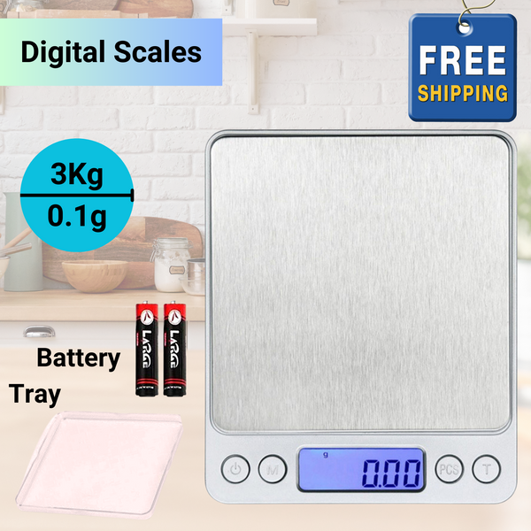 Kitchen Digital Scale LCD Electronic weighing Machine 3kg 0.1g Coffee –  Online basket