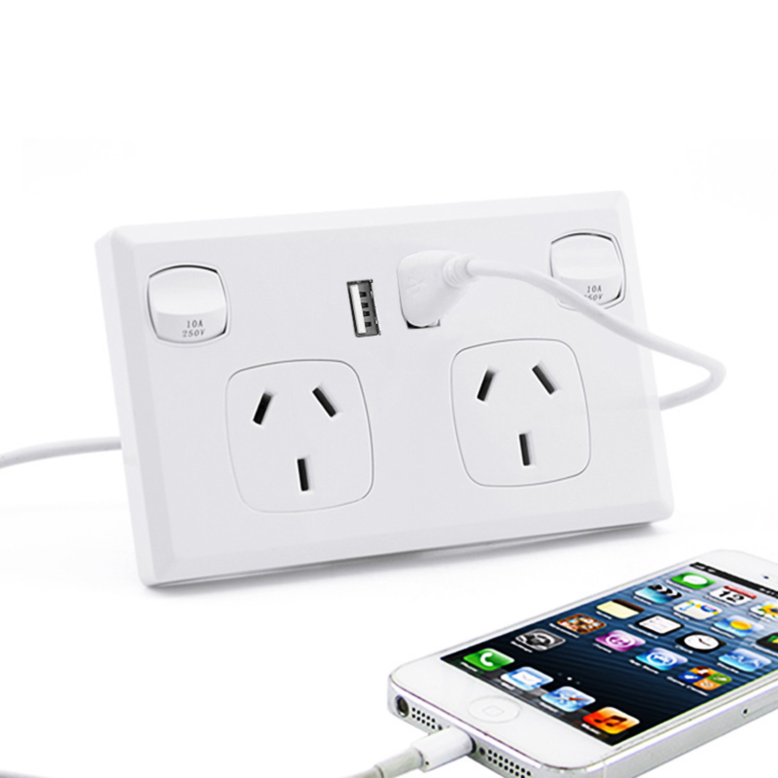 Double Power Point GPO Wall Outlet 10A with USB A & Type C Charging Power Point with Fast Charge USB Ports 5V 3.6Amp (White)