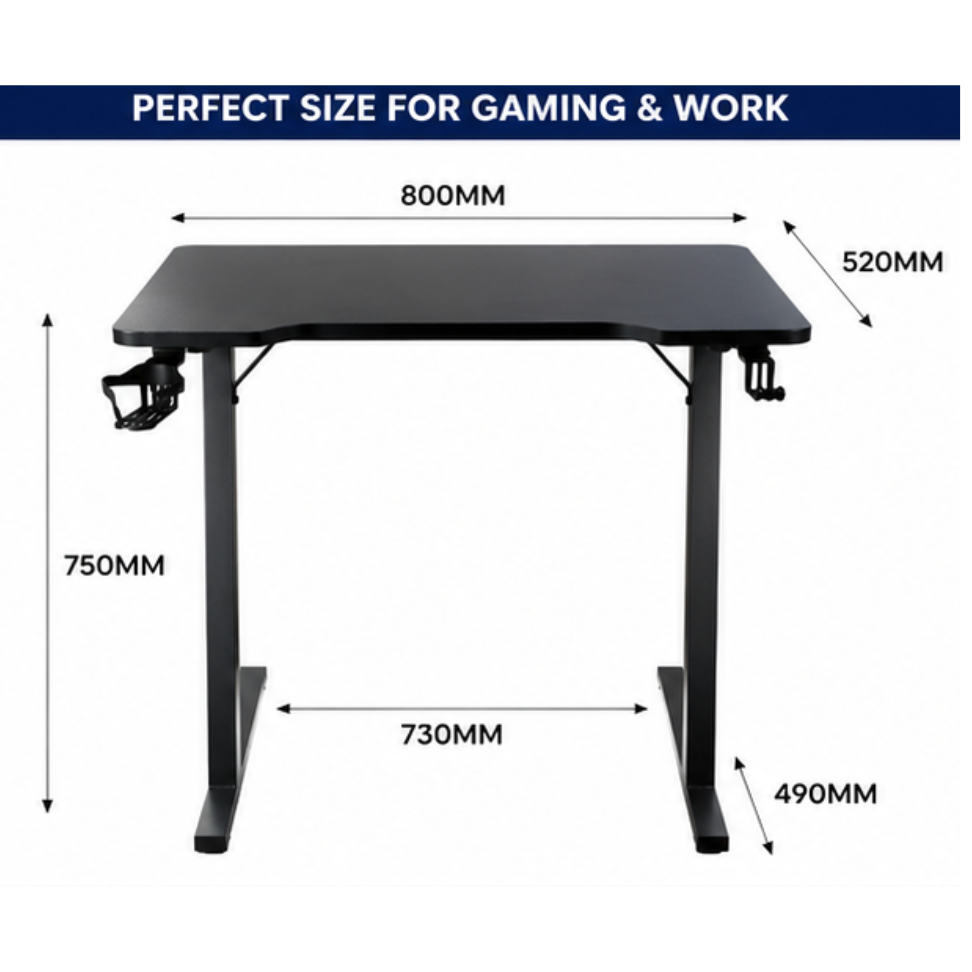 80cm Gaming Desk | Computer Table with Cup Holder & Headphone Hook