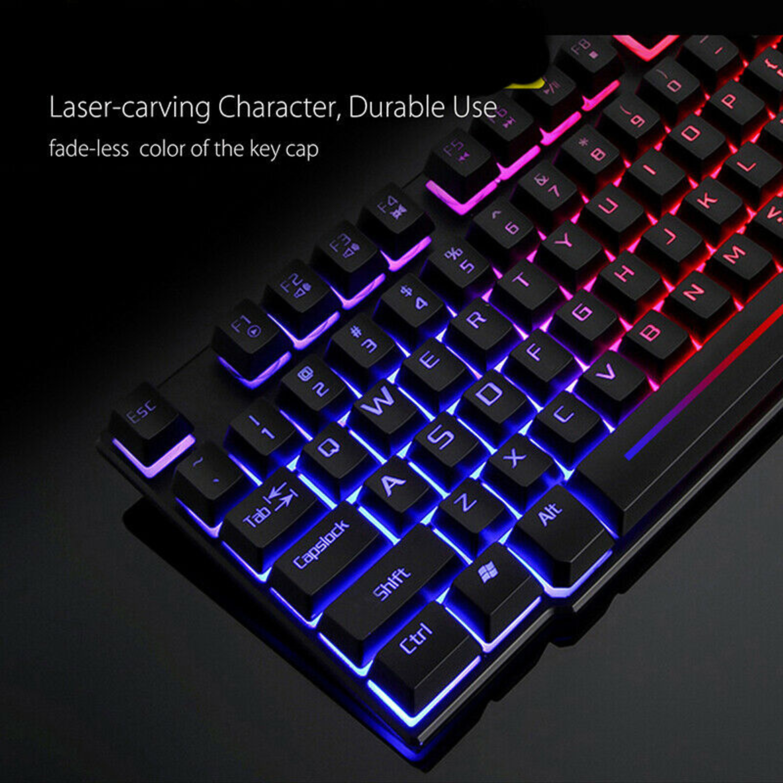 Gaming Keyboard Mouse Mousepad Combo Rainbow with 7-Color LED Backlighting For Laptop, PC, MacBook, iMac