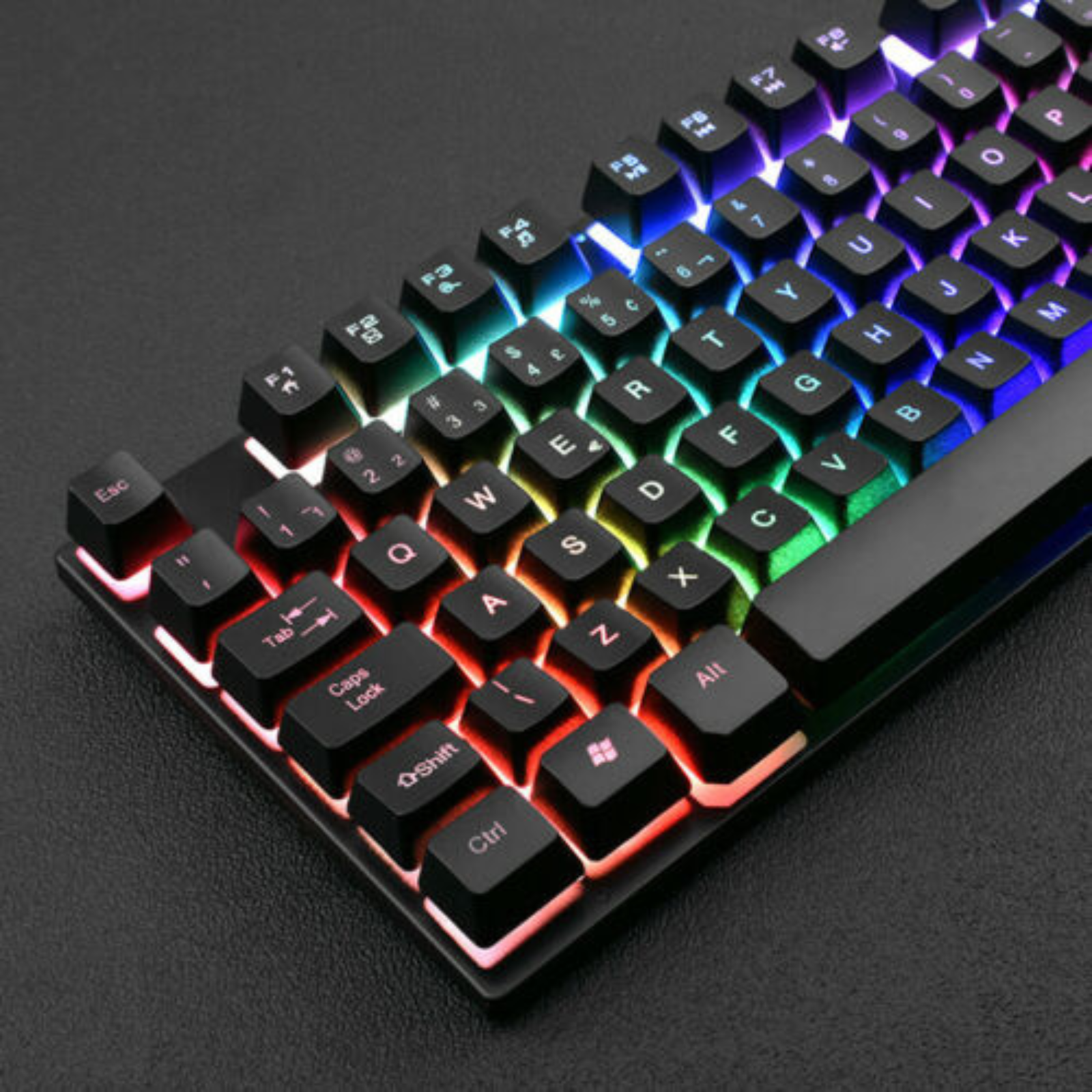 Gaming Keyboard & Mouse Combo – Rainbow 7 LED Backlighting, Mousepad for PS4, Laptop, PC, MacBook, iMac