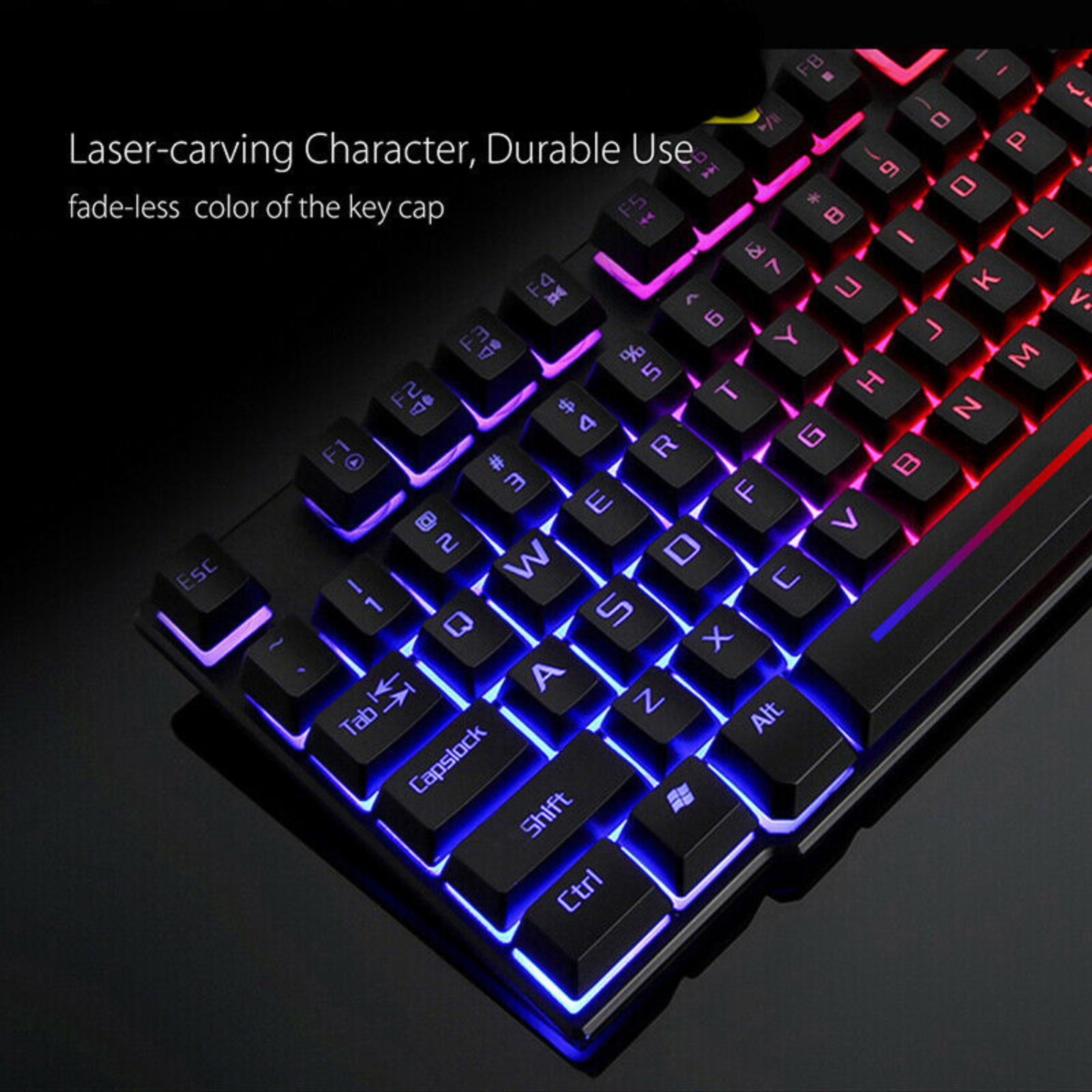 Gaming Keyboard & Mouse Combo – Rainbow 7 LED Backlighting, Mousepad for PS4, Laptop, PC, MacBook, iMac