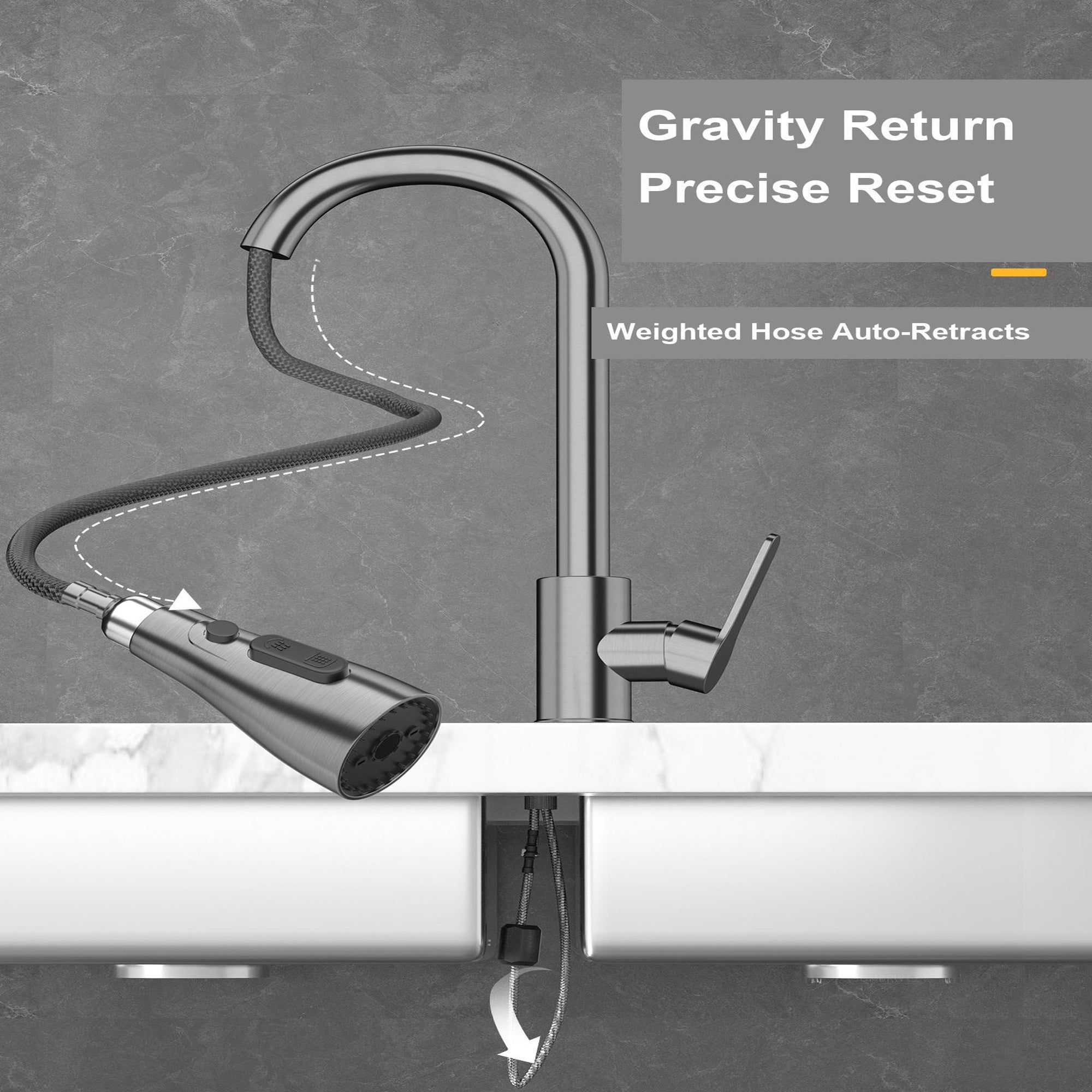 Pull Out Kitchen Mixer Tap 3 Spray Modes 304 Stainless Steel Sink Faucet – Black, Silver, Gold