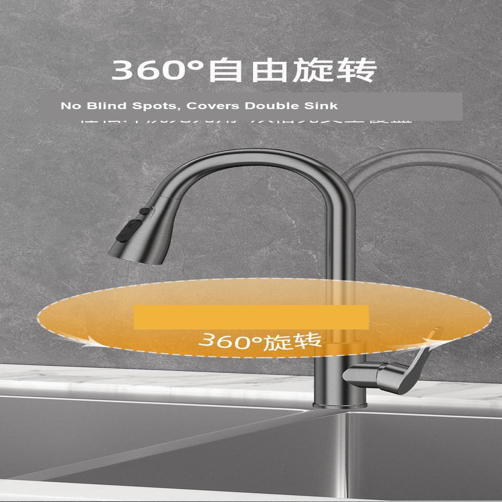 Pull Out Kitchen Mixer Tap 3 Spray Modes 304 Stainless Steel Sink Faucet – Black, Silver, Gold