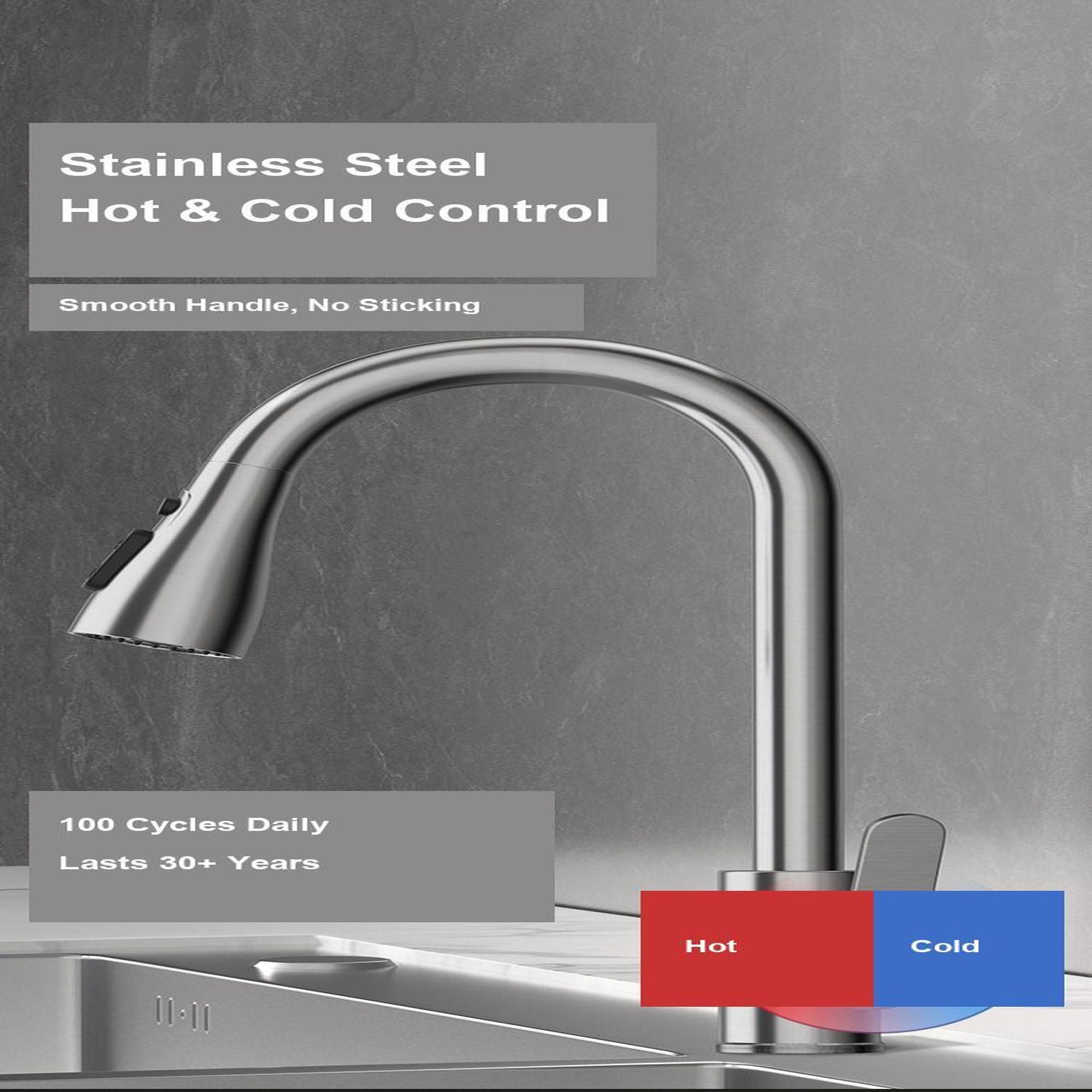 Pull Out Kitchen Mixer Tap 3 Spray Modes 304 Stainless Steel Sink Faucet – Black, Silver, Gold