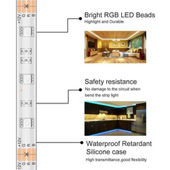 RGB LED Strip Lights IP65 5050 150 LEDs 5M-10M-20M-30M Roll 5V USB Bluetooth IR remote Controller 12V Max