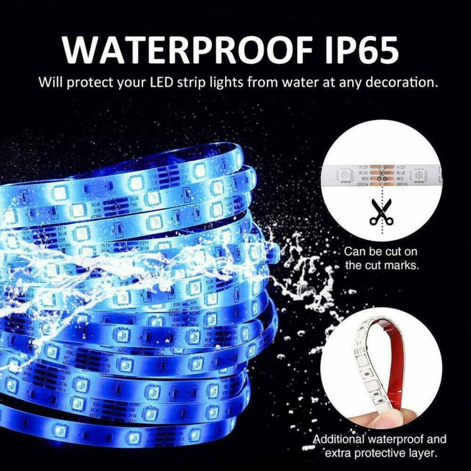 RGB LED Strip Lights IP65 5050 150 LEDs 5M-10M-20M-30M Roll 5V USB Bluetooth IR remote Controller 12V Max