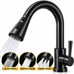 Pull Out Kitchen Mixer Tap 3 Spray Modes 304 Stainless Steel Sink Faucet – Black, Silver, Gold
