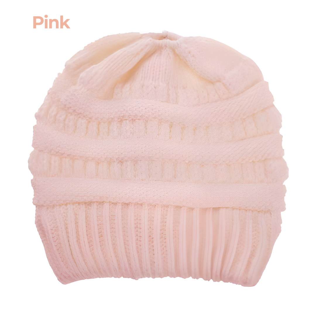 Womens Girls Hats Winter Knitted Pony Tail Beanie Cap Stretch Comfy Hair Ponytail Hat Warm Knit Headwear Headband Caps winter beanie with ponytail hole Knitted Wool