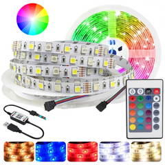 RGB LED Strip Lights IP65 5050 150 LEDs 5M-10M-20M-30M Roll 5V USB Bluetooth IR remote Controller 12V Max