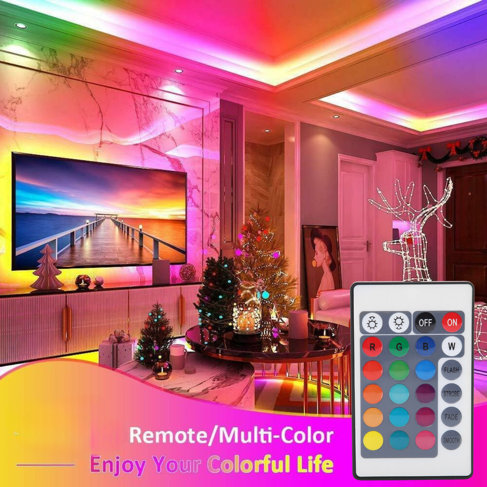 RGB LED Strip Lights IP65 5050 150 LEDs 5M-10M-20M-30M Roll 5V USB Bluetooth IR remote Controller 12V Max