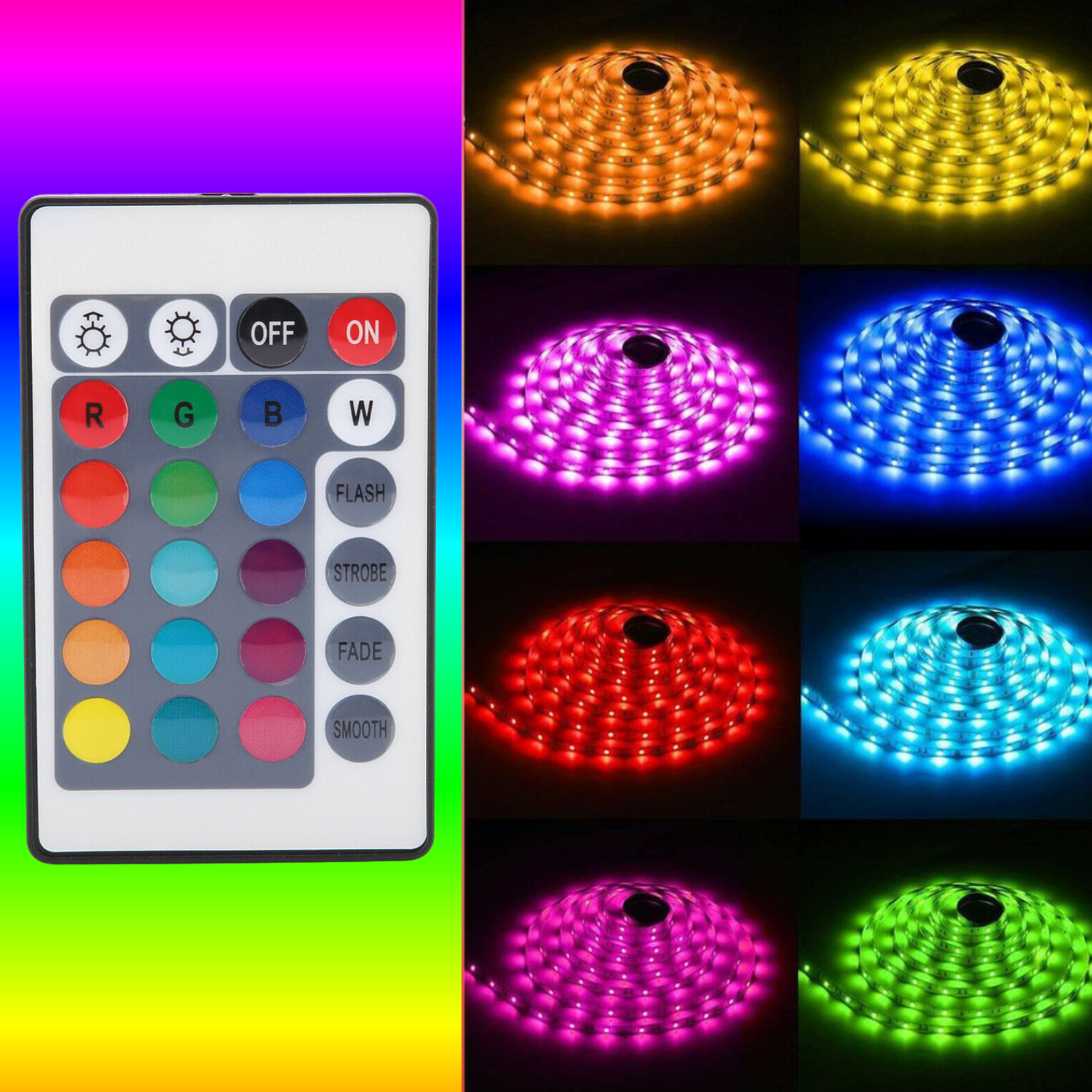 RGB LED Strip Lights IP65 5050 150 LEDs 5M-10M-20M-30M Roll 5V USB Bluetooth IR remote Controller 12V Max