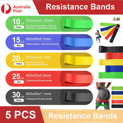 5PCS Resistance Bands Power Heavy Strength Exercise Fitness Gym Crossfit Yoga AU