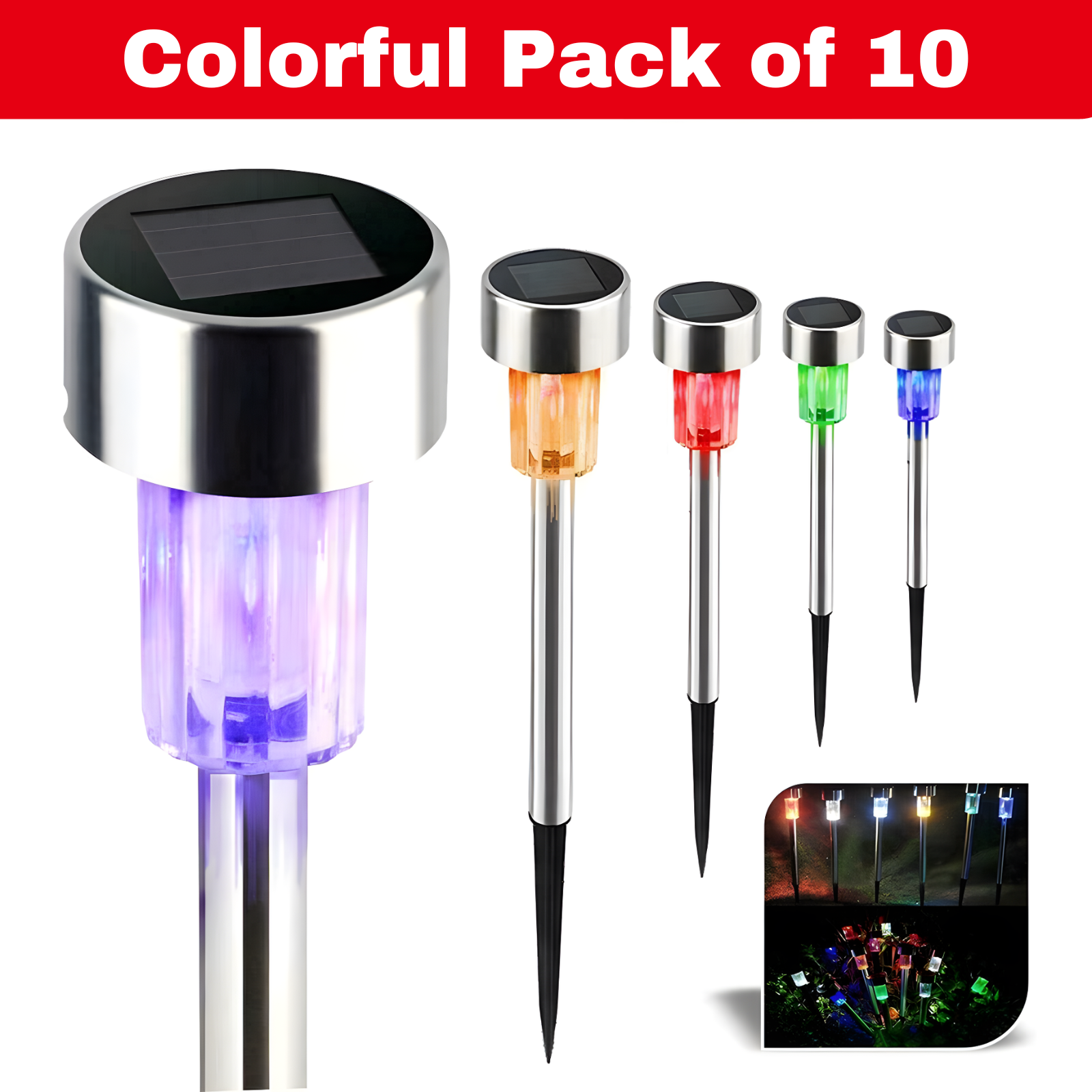 LED Solar Lights Garden Patio Path Light Pathway Lawn Landscape Lamp Outdoor Waterproof Pack of 10 Pcs.