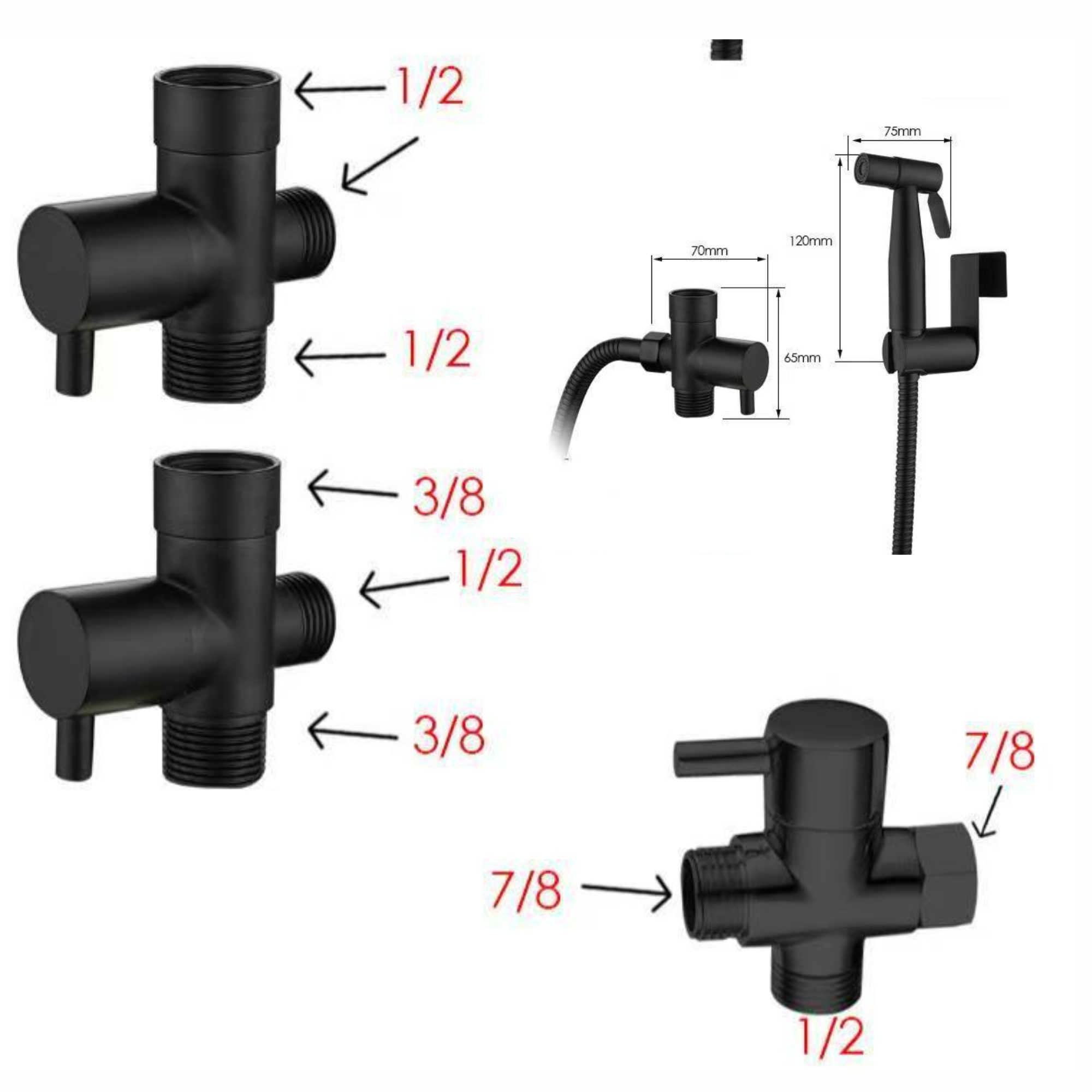 Handheld Bidet Sprayer Toilet Spray Kit Stainless Steel Bathroom Shower Set – Silver & Matte Black