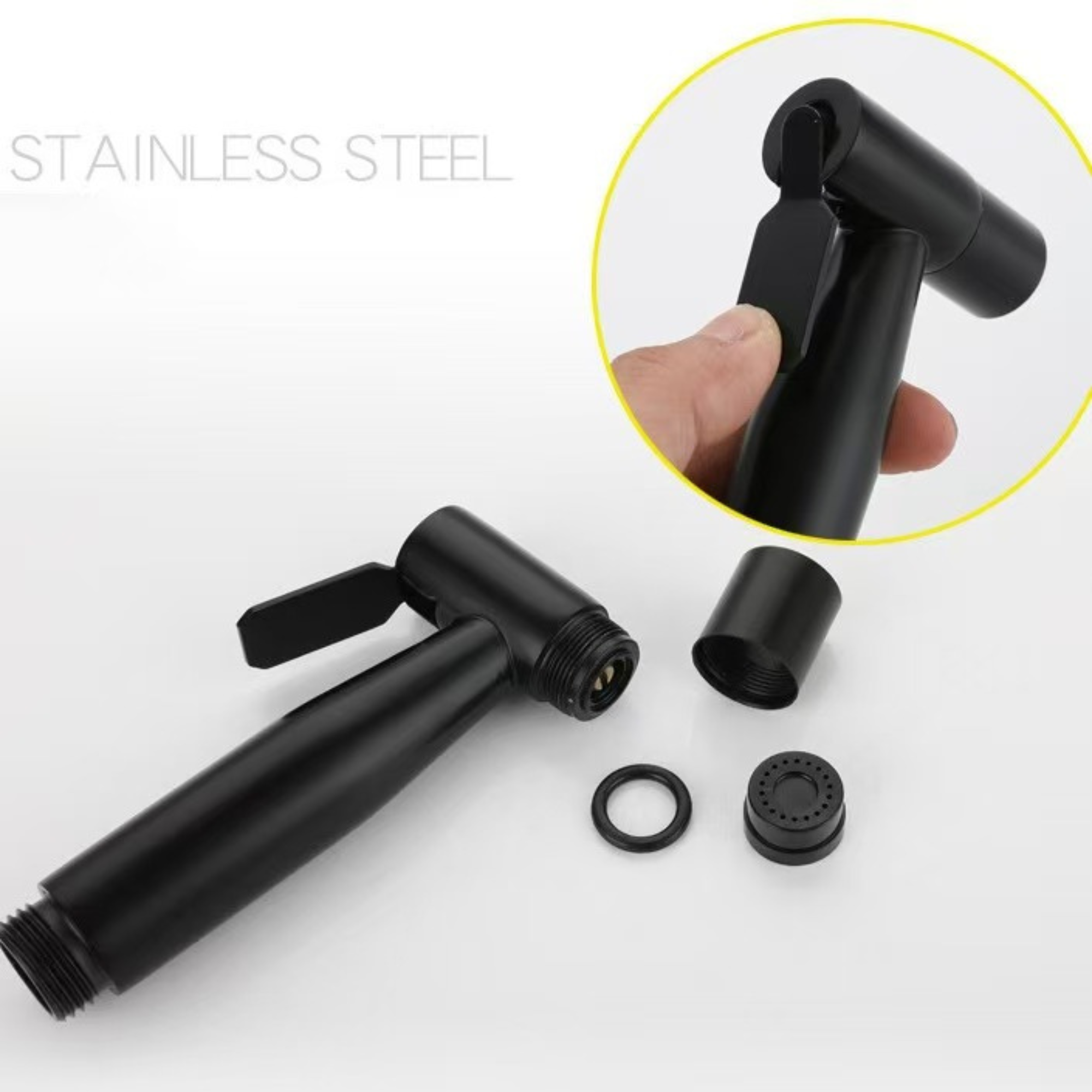 Handheld Bidet Sprayer Toilet Spray Kit Stainless Steel Bathroom Shower Set – Silver & Matte Black