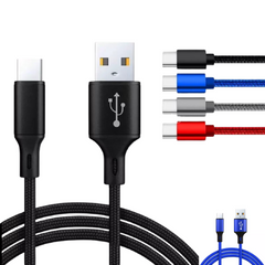 1 Meter Braided USB Type C Charger Data Cable For Android Samsung Xiaomi Huawei Oppo iPhone 15