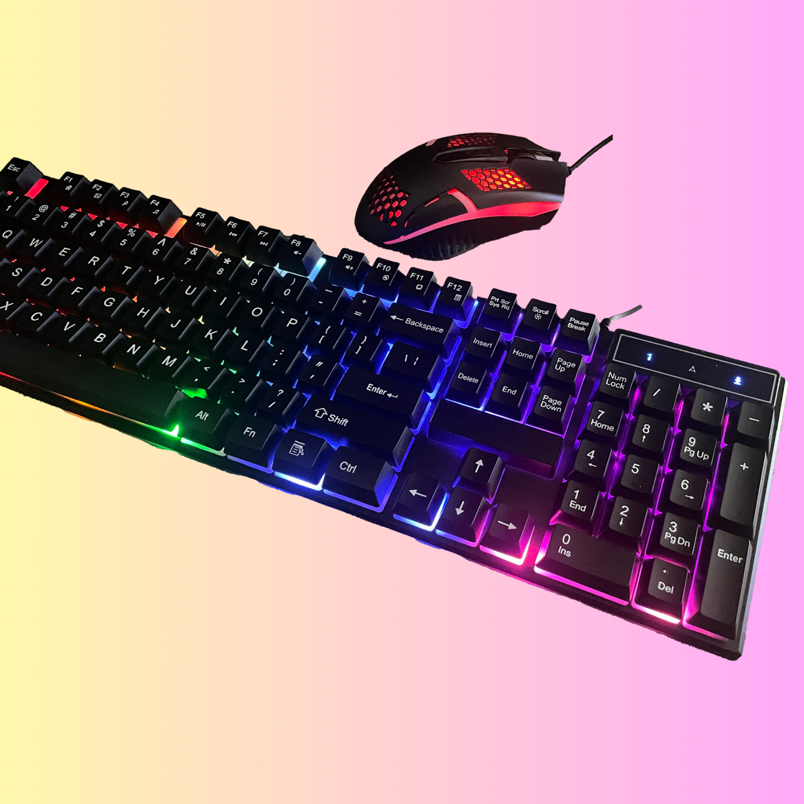 Gaming Keyboard Mouse Mousepad Combo Rainbow with 7-Color LED Backlighting For Laptop, PC, MacBook, iMac