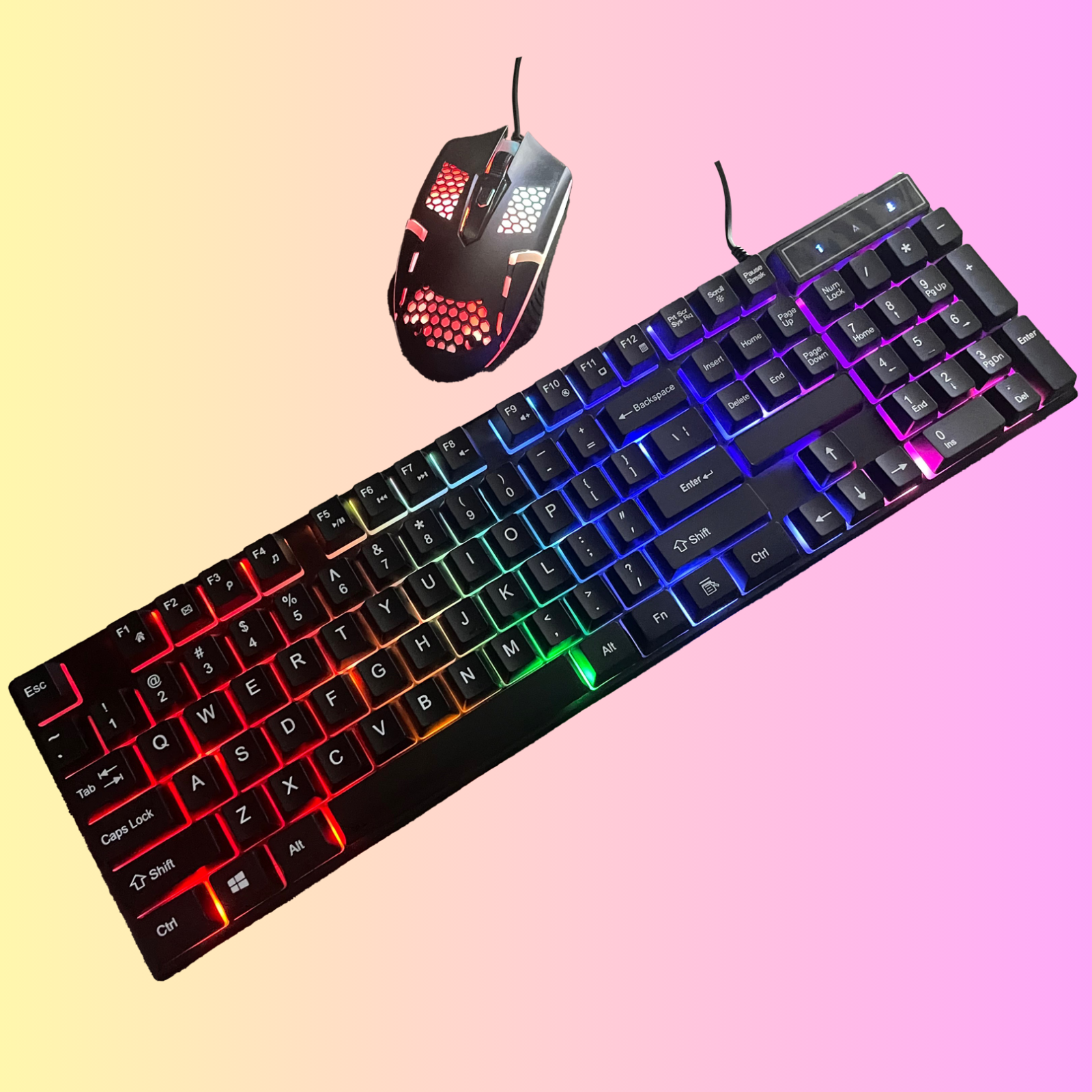 Gaming Keyboard Mouse Mousepad Combo Rainbow with 7-Color LED Backlighting For Laptop, PC, MacBook, iMac