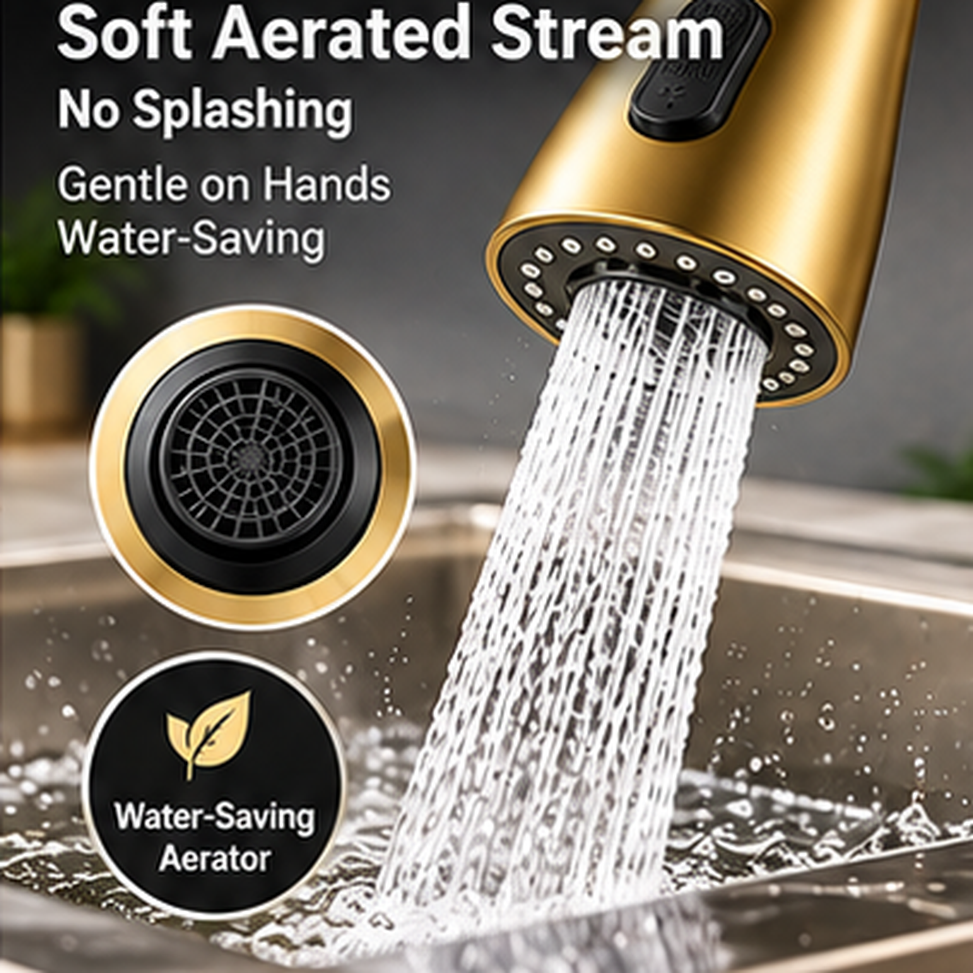 Pull Out Kitchen Mixer Tap 3 Spray Modes 304 Stainless Steel Sink Faucet – Black, Silver, Gold