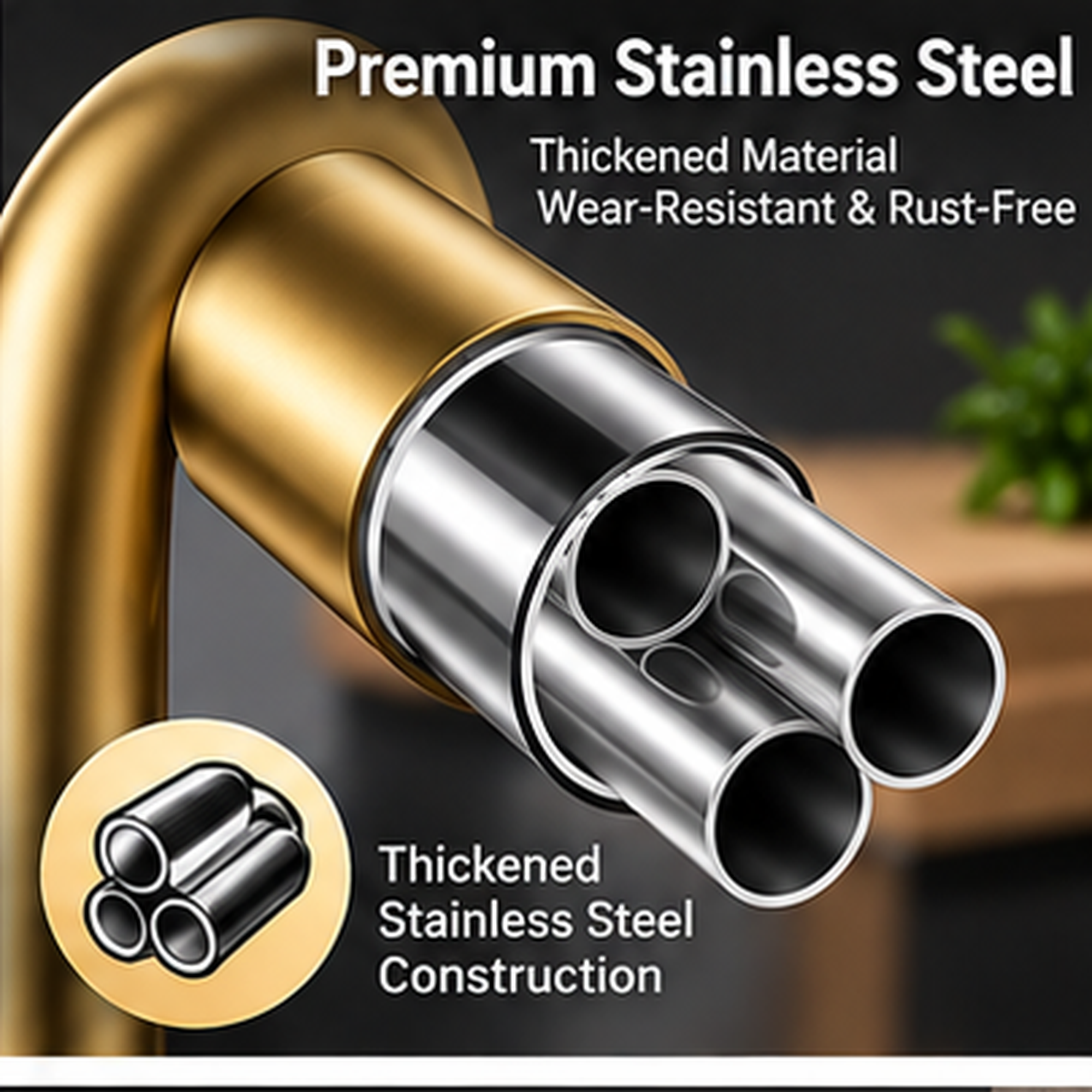 Pull Out Kitchen Mixer Tap 3 Spray Modes 304 Stainless Steel Sink Faucet – Black, Silver, Gold